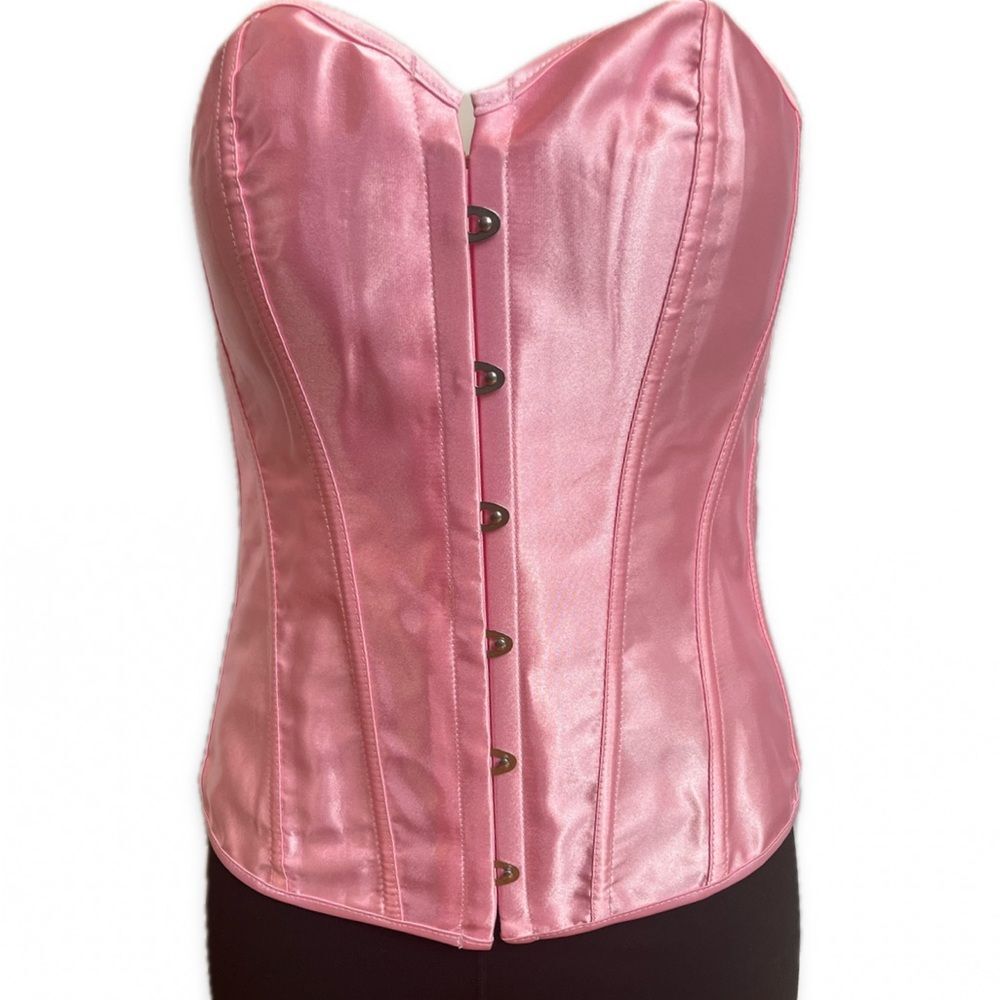 Satin Pink Shapewear Corset Top Coquette Balletcore Valentine's Day Size Medium